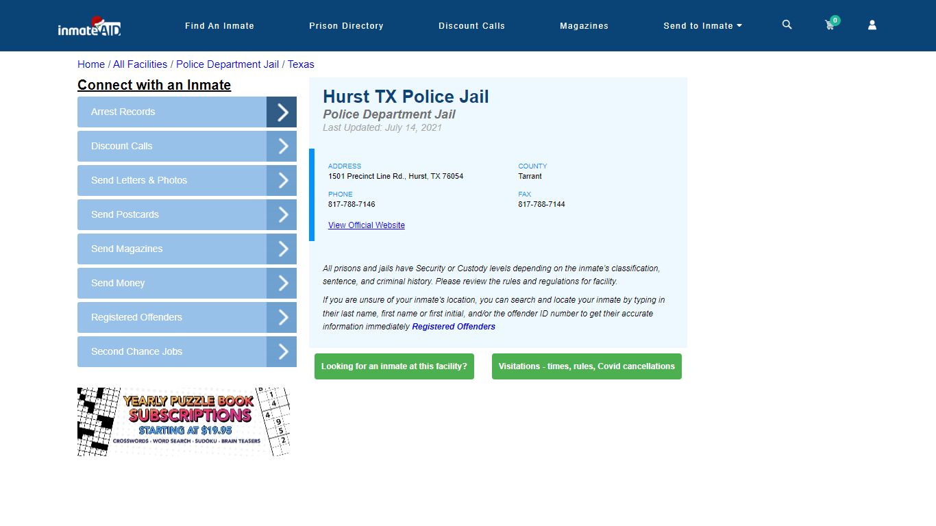 Hurst TX Police Jail & Inmate Search - Hurst, TX