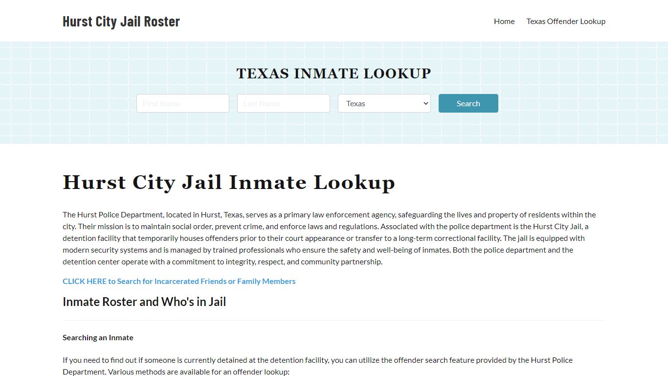 Hurst Police Department & City Jail, TX Inmate Roster, Arrests, Mugshots